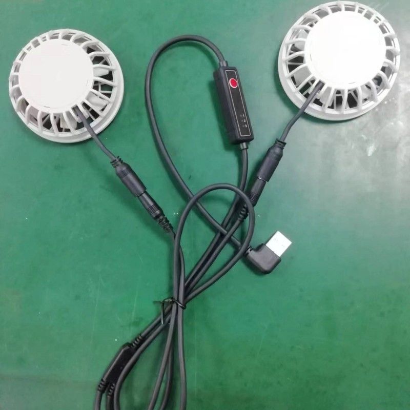 軽量 夏休み 冷却パンツ 扇風機 スリム 25mm USBスイッチケーブルで接続された2つの扇風機