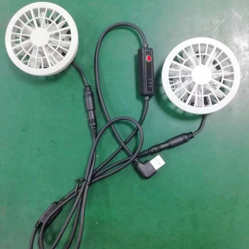 軽量 夏休み 冷却パンツ 扇風機 スリム 25mm USBスイッチケーブルで接続された2つの扇風機