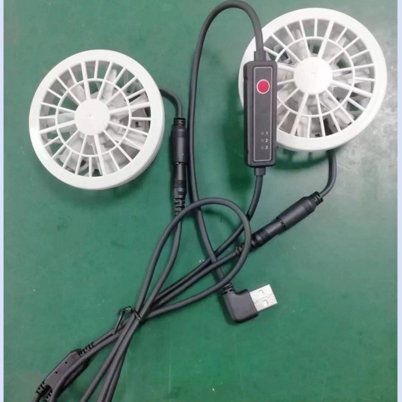 軽量 夏休み 冷却パンツ 扇風機 スリム 25mm USBスイッチケーブルで接続された2つの扇風機