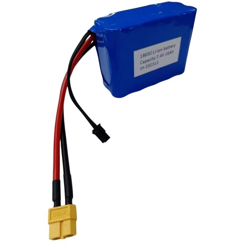 カスタム バッテリー パック 7.4V 16Ah 2S5P 18650 セル 3200mAh BMS 25A MX3.0 充電プラグ付き