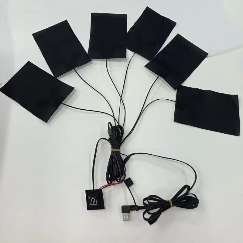 6イン1 衣類用のカスタムヒートパッド 各10 X 15cm 黒 5V USB スイッチ付き