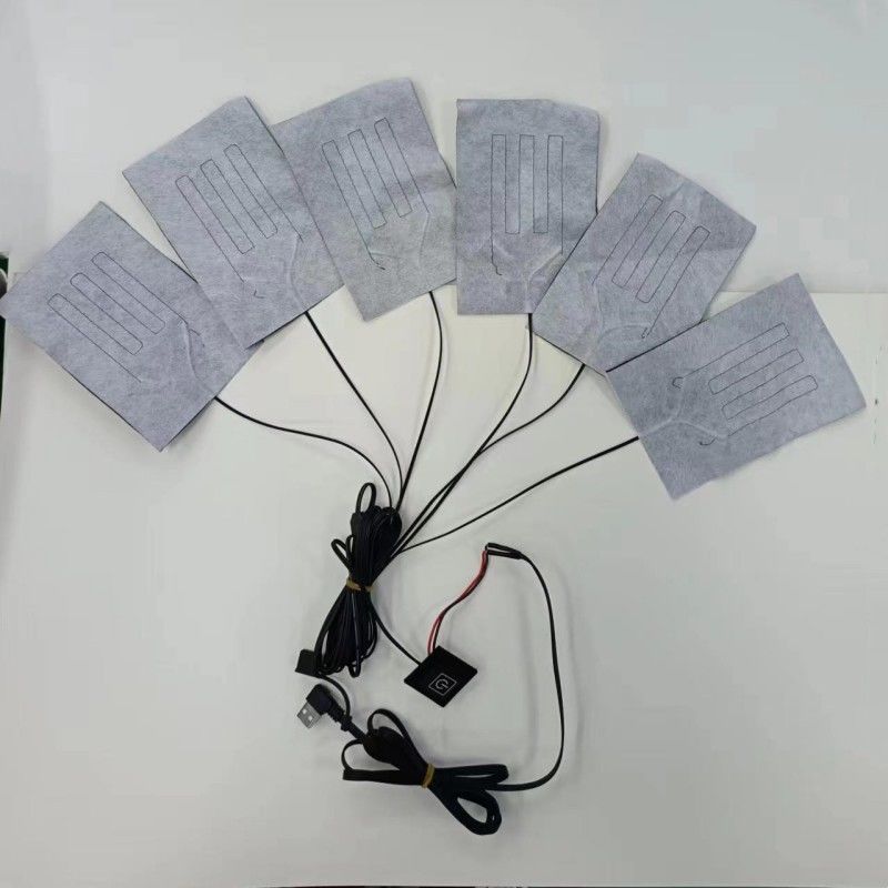 6イン1 衣類用のカスタムヒートパッド 各10 X 15cm 黒 5V USB スイッチ付き
