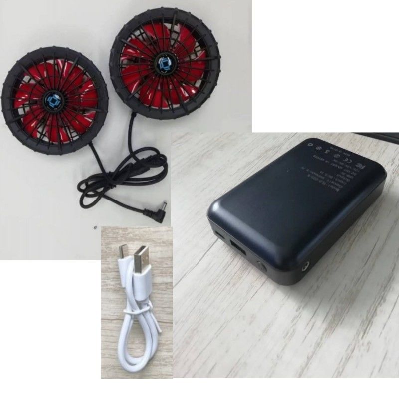 労働服 ジャケット 冷却扇風機 バッテリーセット 12V 10000mAh 中国製ブラシレスモーター