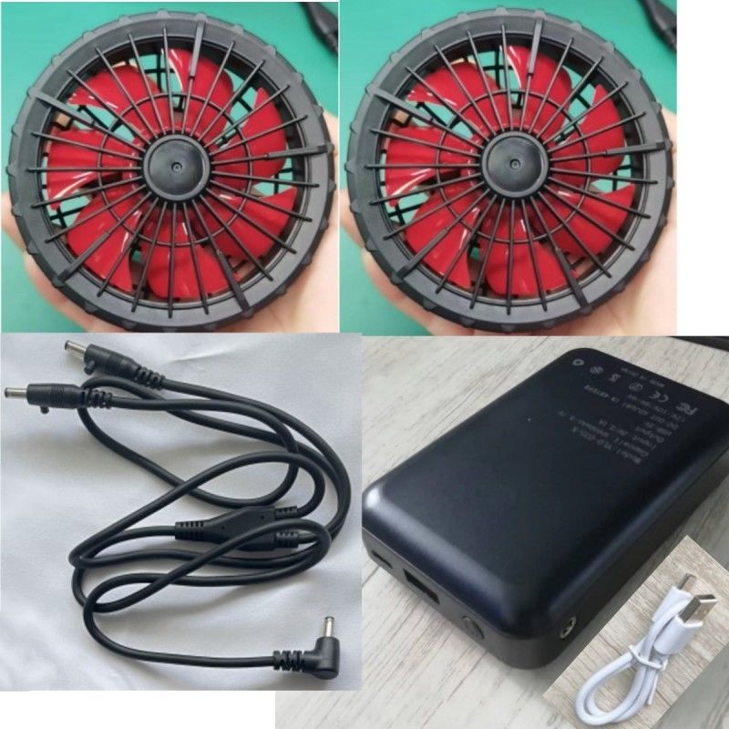 労働服 ジャケット 冷却扇風機 バッテリーセット 12V 10000mAh 中国製ブラシレスモーター