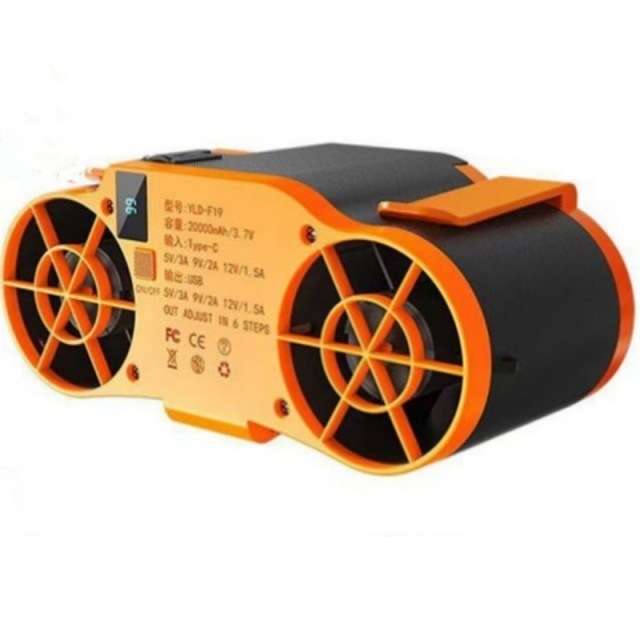 20000mAhバッテリー ポータブルウエストファン 6段階風量調節とモバイルバッテリー機能